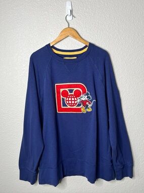 Vintage Disney Parks Mickey Mouse Big Logo Crewneck Sweatshirt Varsity Blue XXXL